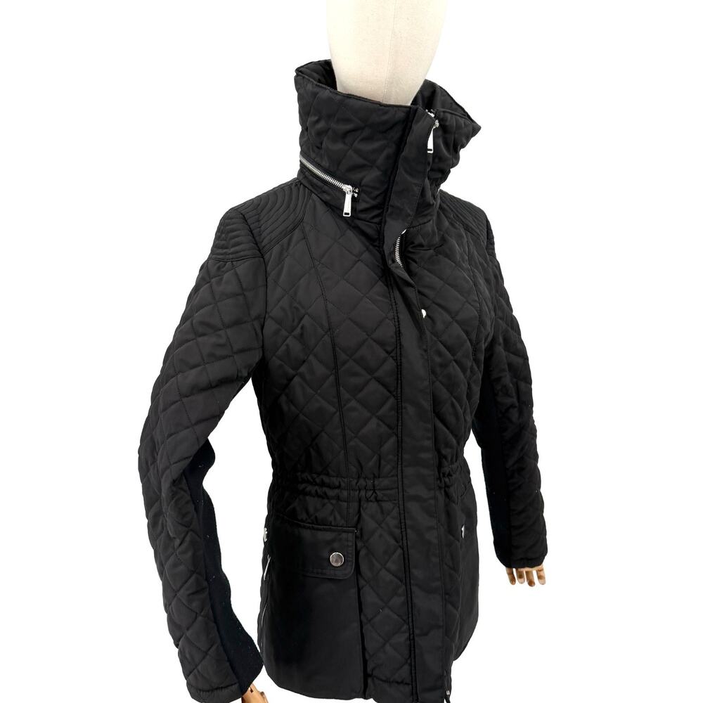 Saks Fifth Avenue Black Quilted Zip-Away Hood Jacket